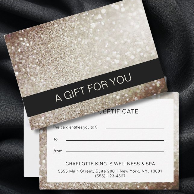 BUSINESS CERTIFICATE gift for you (Glitter BUSINESS CERTIFICATE Card, personalized. Luxury, royal, modern.)