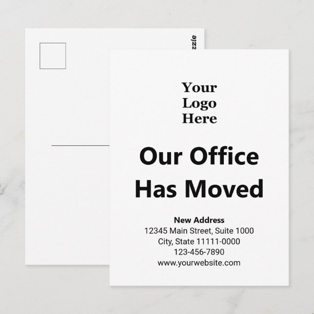 Business Change of Address Black and White  Postcard (Front/Back)