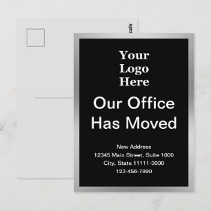 Business Change of Address Black & Silver Template Postcard