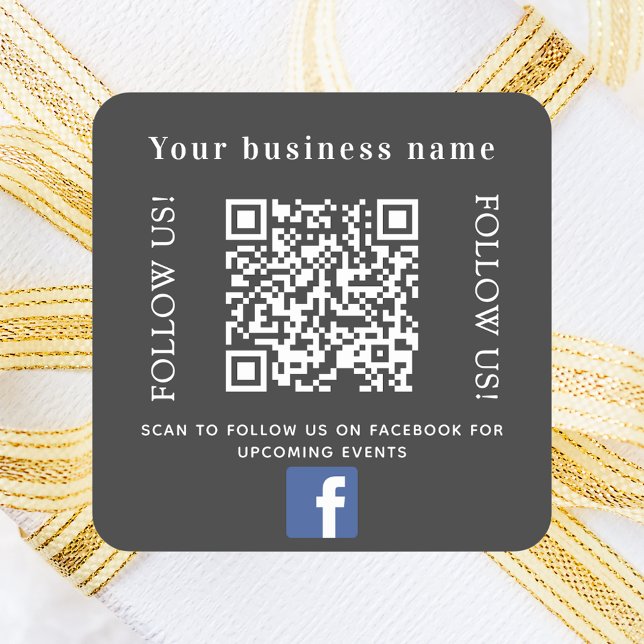Business charcoal grey qr code Facebook Square Sticker (Creator Uploaded)