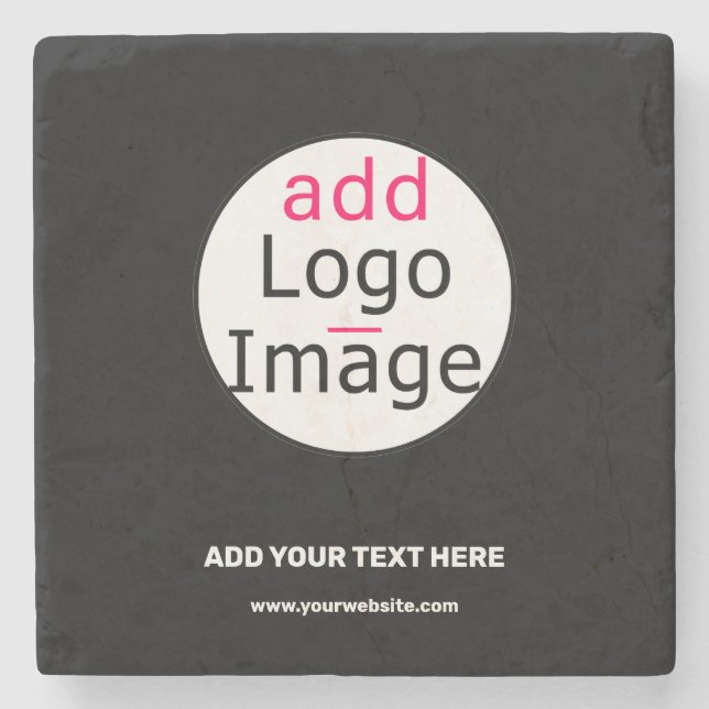 Business Chic Customizable Black White Minimal Stone Coaster (Front)