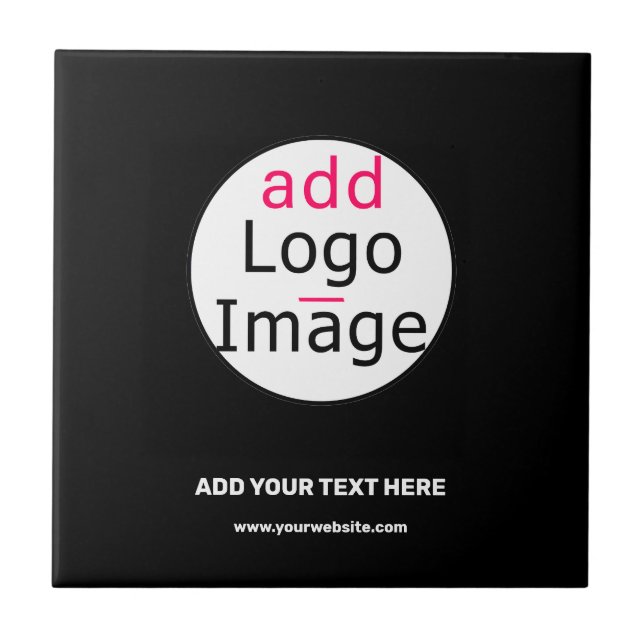 Business Chic Customizable Black White Minimal  Tile (Front)