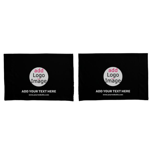 Business Chic Customizable Brand Black Pillowcase (Front-Set)