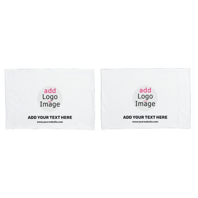 Business Chic Customizable Brand White Pillowcase (Front-Set)