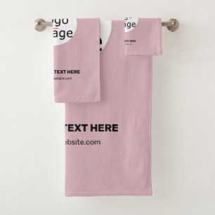 Business Chic Customizable Logo Dusty Rose Pink Bath Towel Set