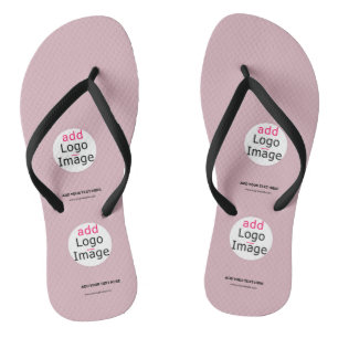 Business Chic Customizable Logo Dusty Rose Pink Flip Flops