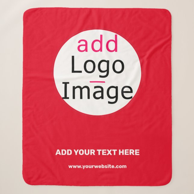 Business Chic Customizable Vivid Red Minimal  Sherpa Blanket (Front)