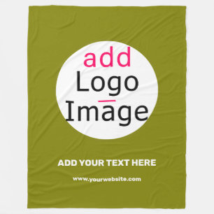 Business Chic Minimal Customizable Olive Green Fleece Blanket