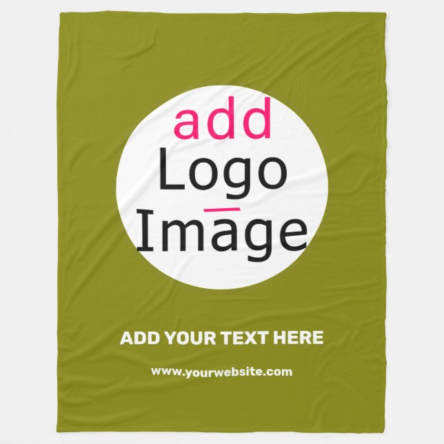 Business Chic Minimal Customizable Olive Green Fleece Blanket (Front)