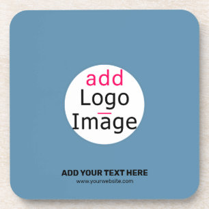 Business Chic Promo Customizable Dusty Blue  Coaster