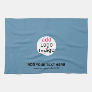 Business Chic Promo Customizable Dusty Blue Kitchen Towel