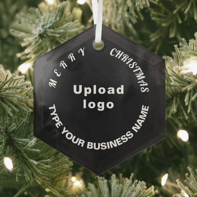 Business Christmas Black Glass Hexagon Ornament (Insitu)
