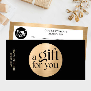 Business Christmas Black Gold Gift Certificate