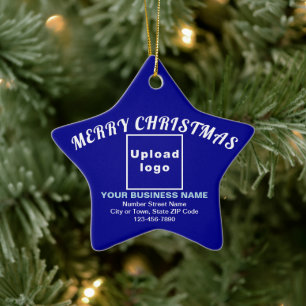 Business Christmas Blue Star Ceramic Ornament