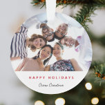 Business Christmas | Corporate Fun Team Photo Ornament<br><div class="desc">A stylish modern corporate business team photo holiday ornament with a bold typography quote "Happy Holidays" in red with your company name in an informal handwritten script typography. The greeting and company name can be easily customized to suit your own business. A trendy, fun and professional design to stand out...</div>