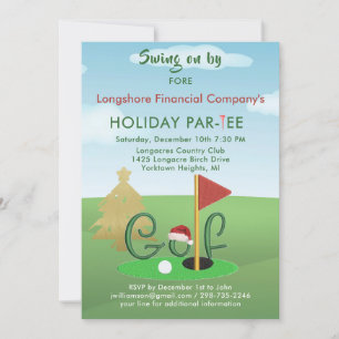 Business Christmas Golf Theme Party Par-Tee  Invitation