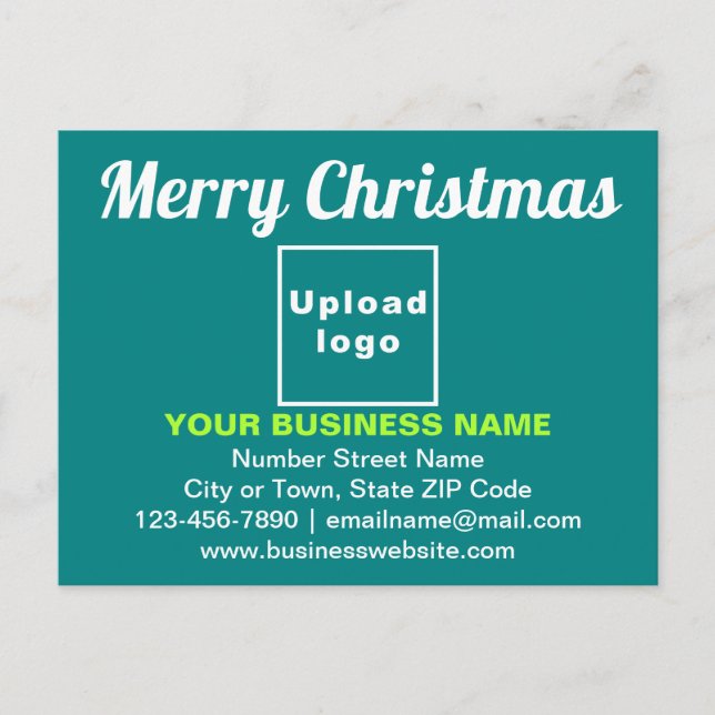 Business Christmas Greeting on Teal Green Postcard (Front)