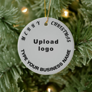 Business Christmas Grey Circle Ceramic Ornament
