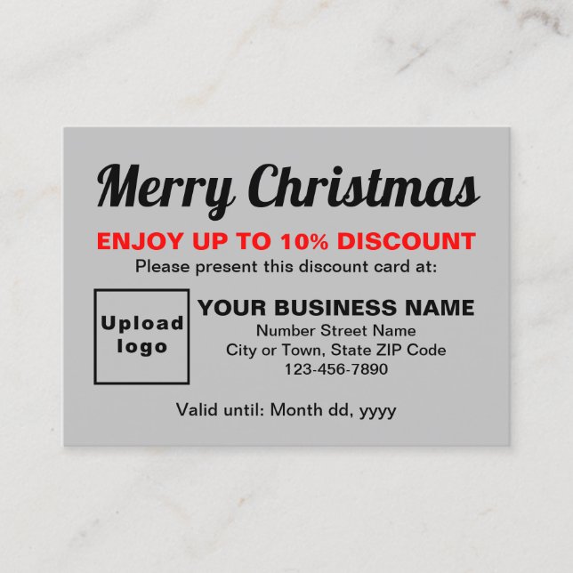 Business Christmas Grey Discount Card (Front)