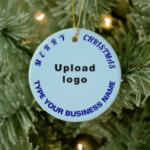Business Christmas Light Blue Circle Ceramic Ornament