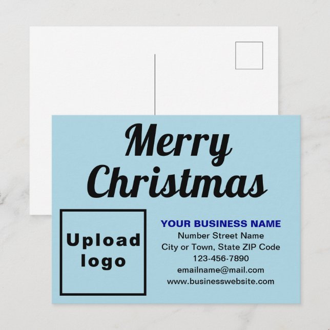 Business Christmas Light Blue Holiday Postcard (Front/Back)