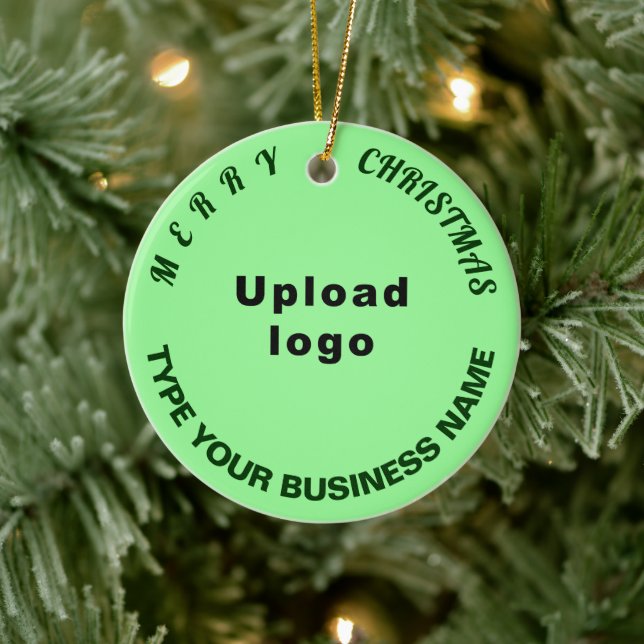 Business Christmas Light Green Circle Ceramic Ornament (Tree)