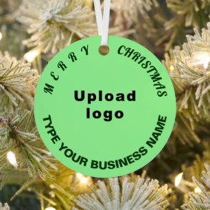 Business Christmas Light Green Circle Metal Ornament