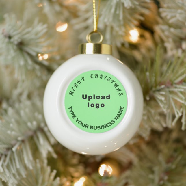 Business Christmas Light Green on White Ceramic Ball Christmas Ornament (Tree)