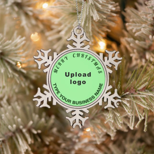 Business Christmas Light Green Snowflake Pewter Christmas Ornament (Tree)