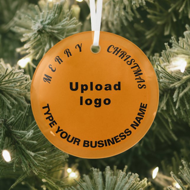 Business Christmas Orange Colour Circle Glass Ornament (Insitu)