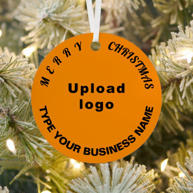 Business Christmas Orange Colour Circle Metal Ornament (Insitu)