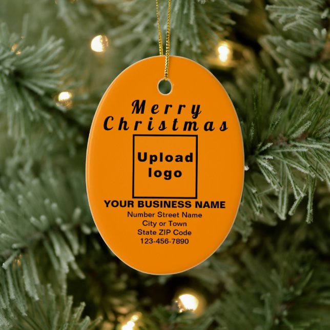 Business Christmas Orange Colour Oval Ceramic Ornament (Tree)