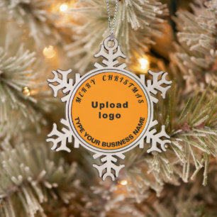 Business Christmas Orange Colour Snowflake Pewter Christmas Ornament