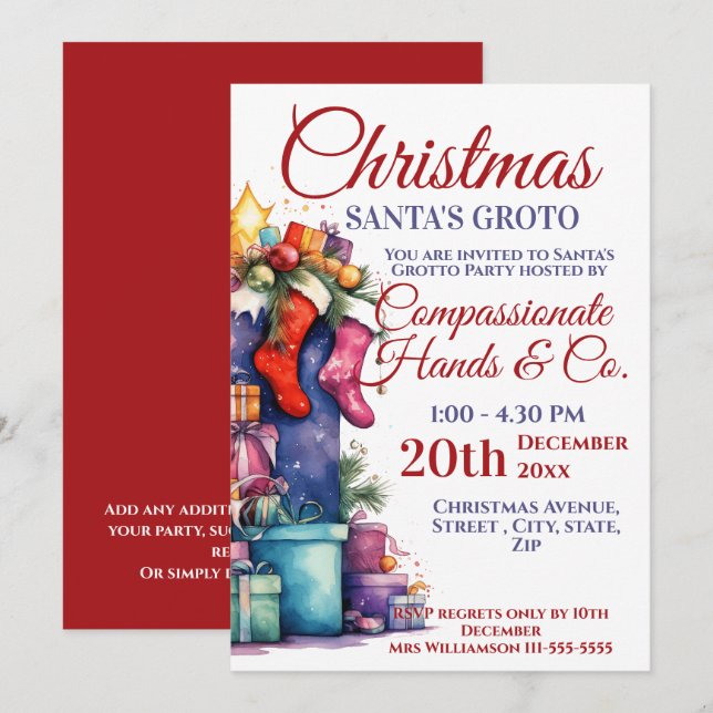 Business Christmas Party Santa Grotto Invitation (Front/Back)