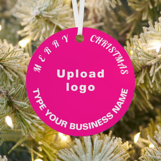 Business Christmas Pink Circle Metal Ornament (Insitu)
