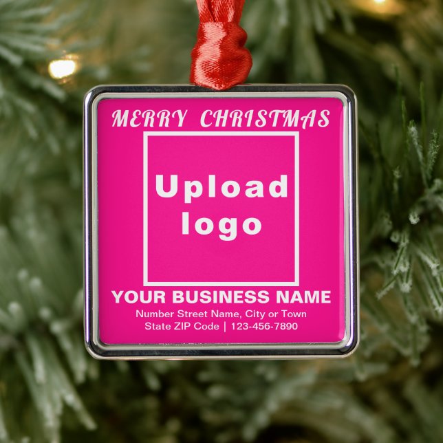 Business Christmas Pink Square Ornament (Tree)