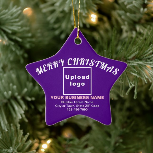 Business Christmas Purple Star Ceramic Ornament (Tree)
