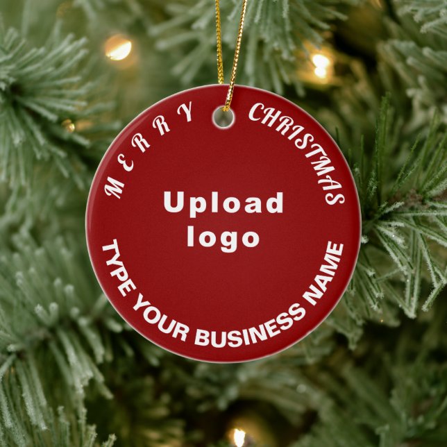 Business Christmas Red Circle Ceramic Ornament (Tree)