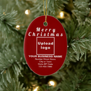 Business Christmas Red Oval Ceramic Ornament