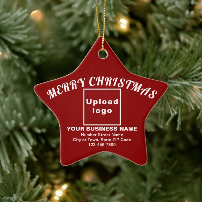 Business Christmas Red Star Ceramic Ornament (Tree)