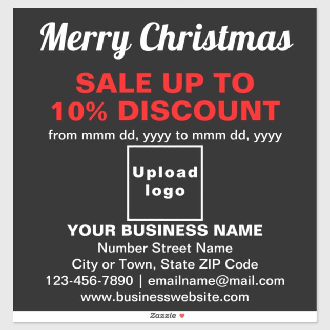 Business Christmas Sale on Black Vinyl Sticker (Sheet)