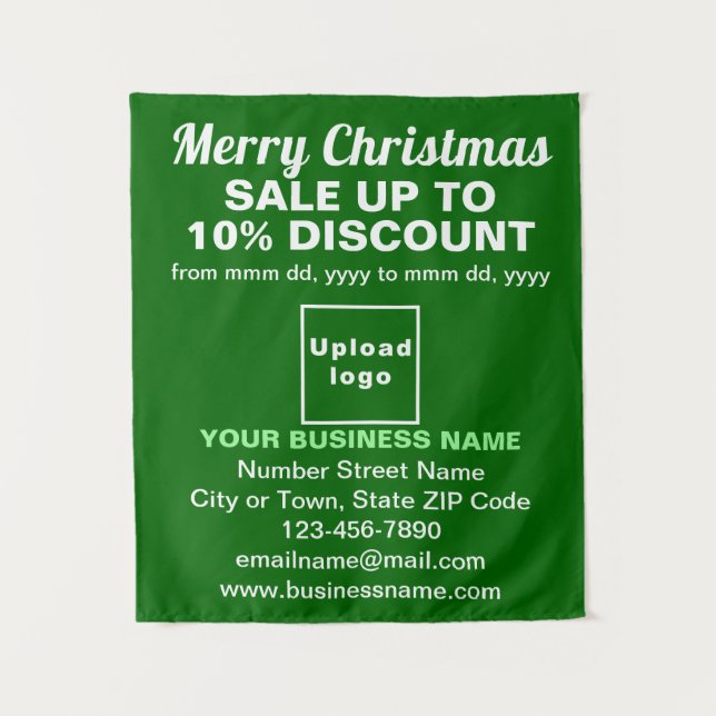 Business Christmas Sale on Green Tapestry (Front)