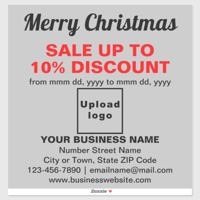 Business Christmas Sale on Grey Vinyl Sticker (Sheet)