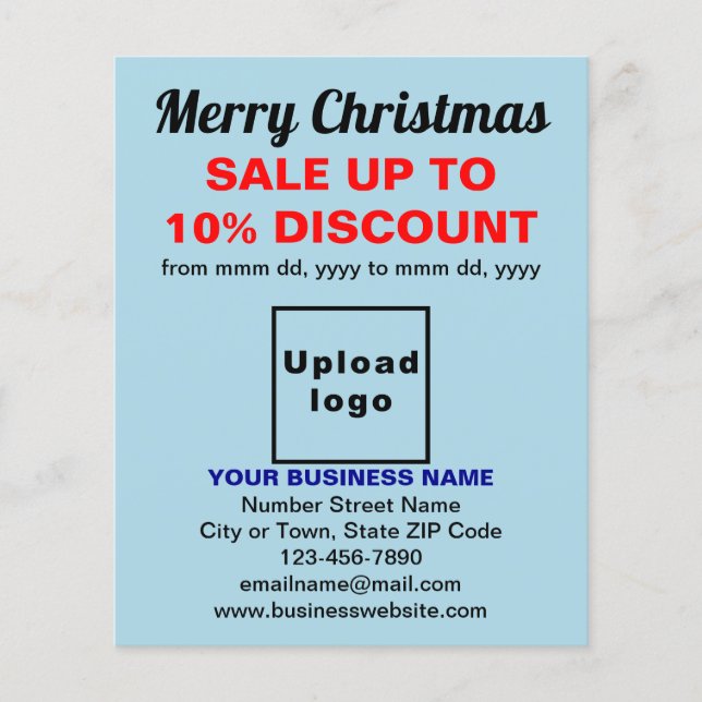 Business Christmas Sale on Light Blue Flyer (Front)