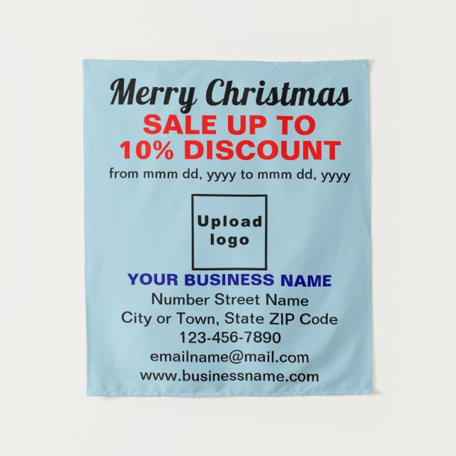 Business Christmas Sale on Light Blue Tapestry (Front)