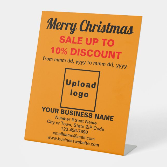 Business Christmas Sale on Orange Colour Pedestal Sign (Front)