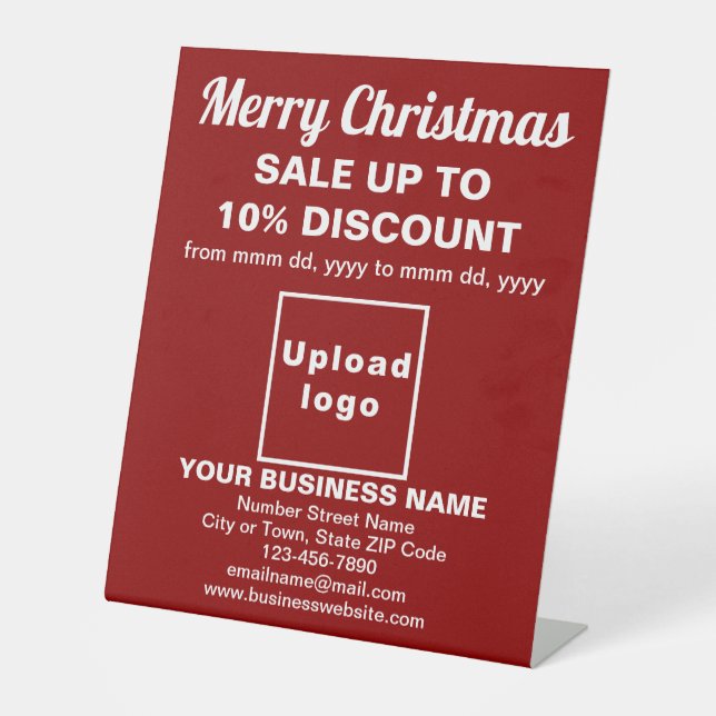 Business Christmas Sale on Red Pedestal Sign (Front)