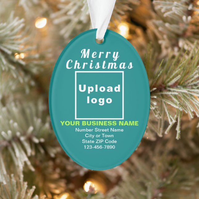 Business Christmas Teal Green Oval Acrylic Ornament (Tree)