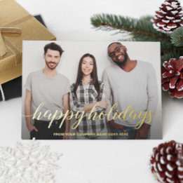 Business Christmas Team Photo Happy Holidays Foil Holiday Card
