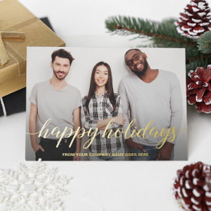 Business Christmas Team Photo Happy Holidays Foil Holiday Card